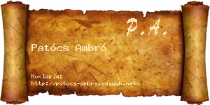 Patócs Ambró névjegykártya